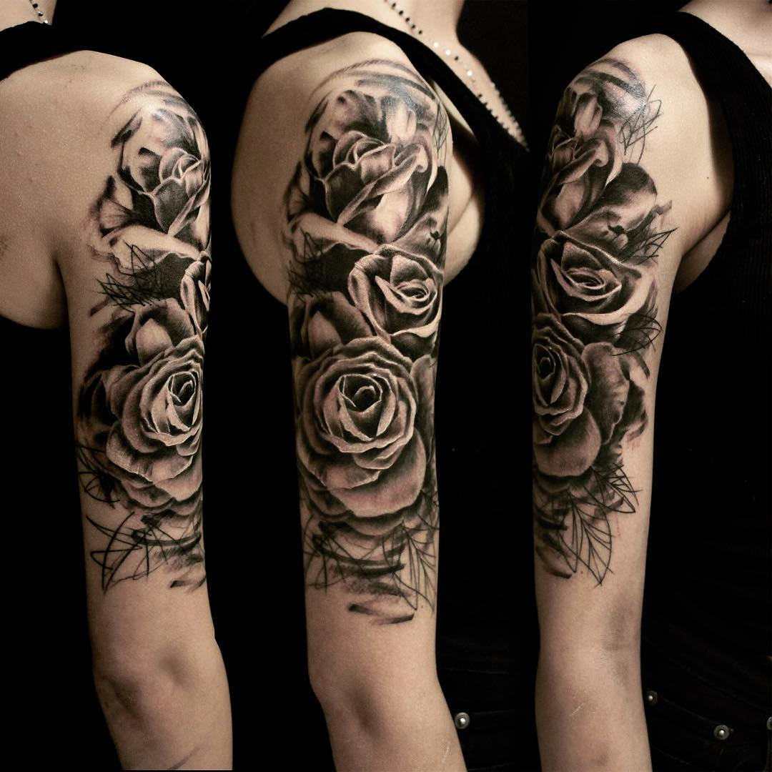 Graphic Roses On Shoulder Tattoo Best Tattoo Ideas Gallery throughout sizing 1080 X 1080