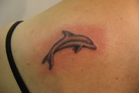 Grey Dolphin Tattoo On Left Back Shoulder intended for size 1024 X 768
