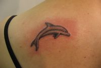 Grey Dolphin Tattoo On Left Back Shoulder with proportions 1024 X 768