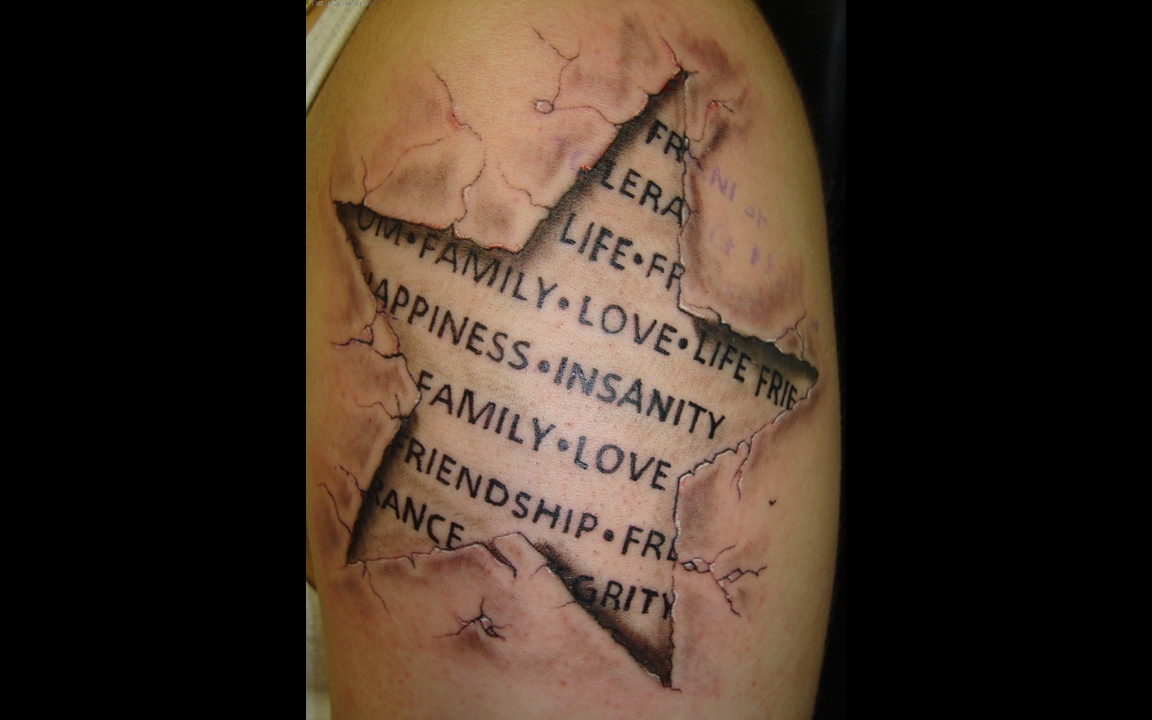 Grey Ink 3d Star Tattoo On Shoulder with dimensions 1152 X 720