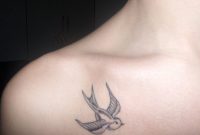 Grey Ink Sparrow Tattoo On Front Shoulder throughout sizing 1600 X 1200