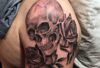 Grey Roses And Skull Tattoo On Left Shoulder Pepi in proportions 960 X 960