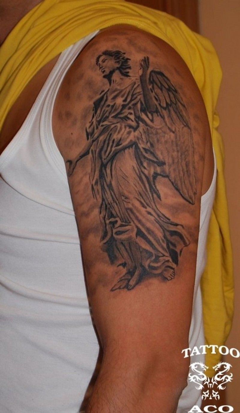 Guardian Angel Tattoo On Shoulder Tattoos Angel Tattoo Men for dimensions 800 X 1372