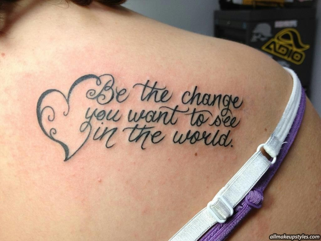 Heart And Love Quotes Feminine Tattoo On Back Shoulder regarding dimensions 1024 X 768