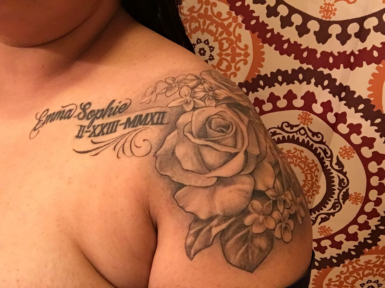 Her Name Her Birthday In Roman Numerals Her Months Flower With Two within size 1334 X 1000