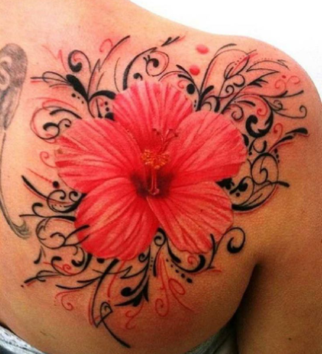 Hibiscus Flowers Tattoo Flower Tattoo Ideas Shoulder Blade with size 1077 X 1184