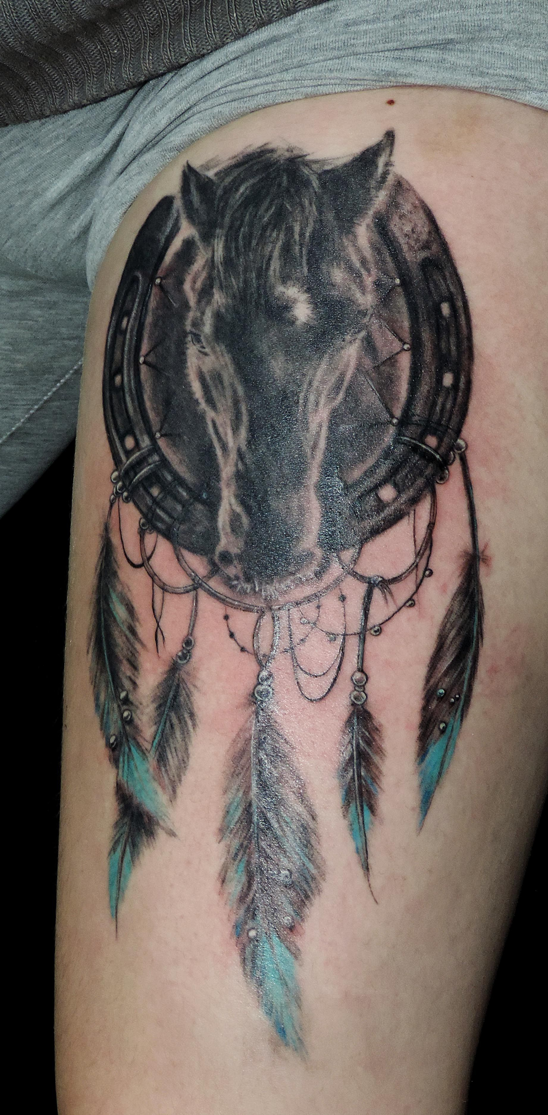 Horse Dreamcatcher Tattoo In Love With The Turquoise On The pertaining to sizing 1842 X 3750