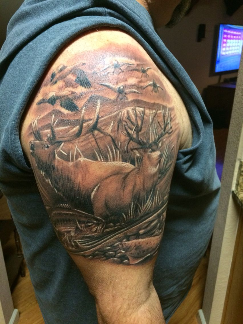 Hunting Tattoo Wildlife Tattoo Deer Tattoo Elk Tattoo Tattoos throughout measurements 852 X 1136