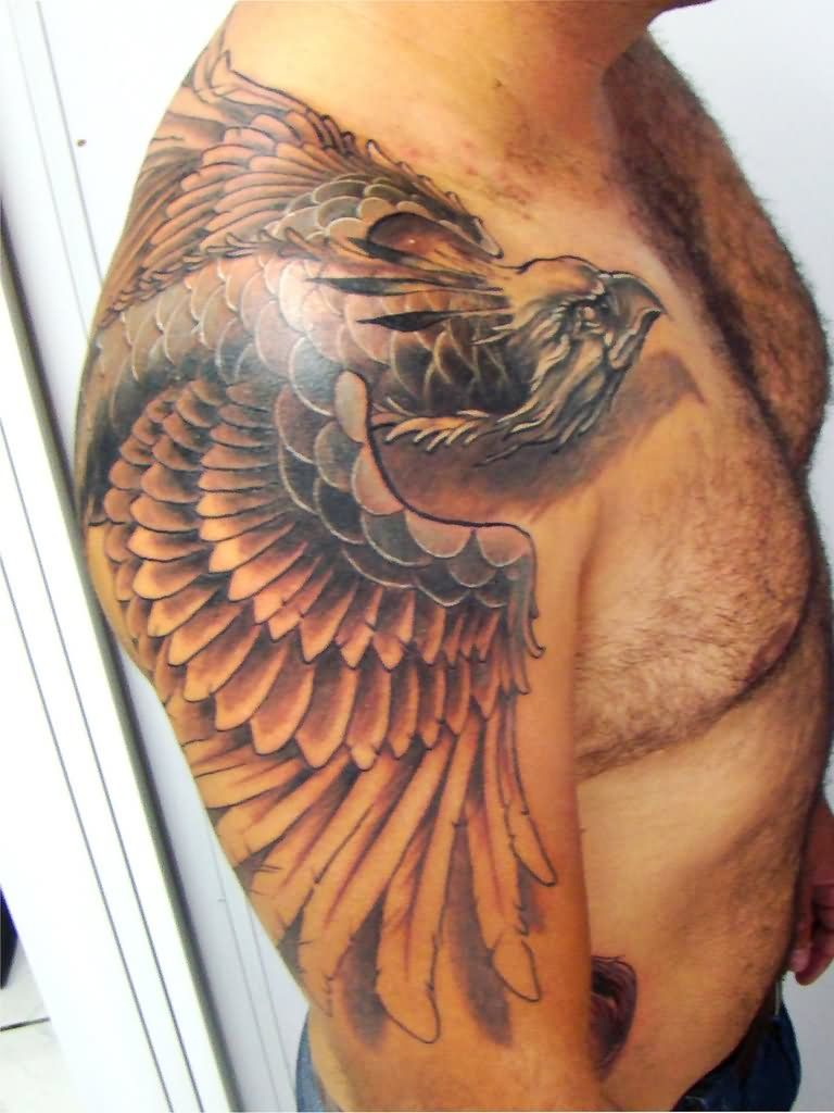 Incredible Phoenix Tattoo On Shoulder I Like The Colouring Scales pertaining to measurements 768 X 1024