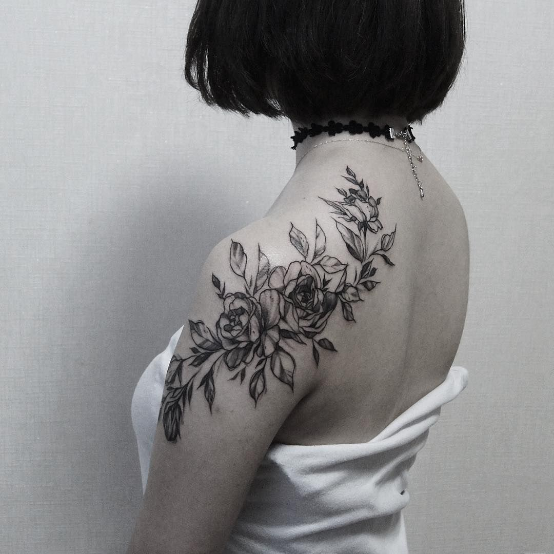 Ink Flower Roses Tattoo Tatoooooooos Blade Tattoo Shoulder pertaining to size 1080 X 1080