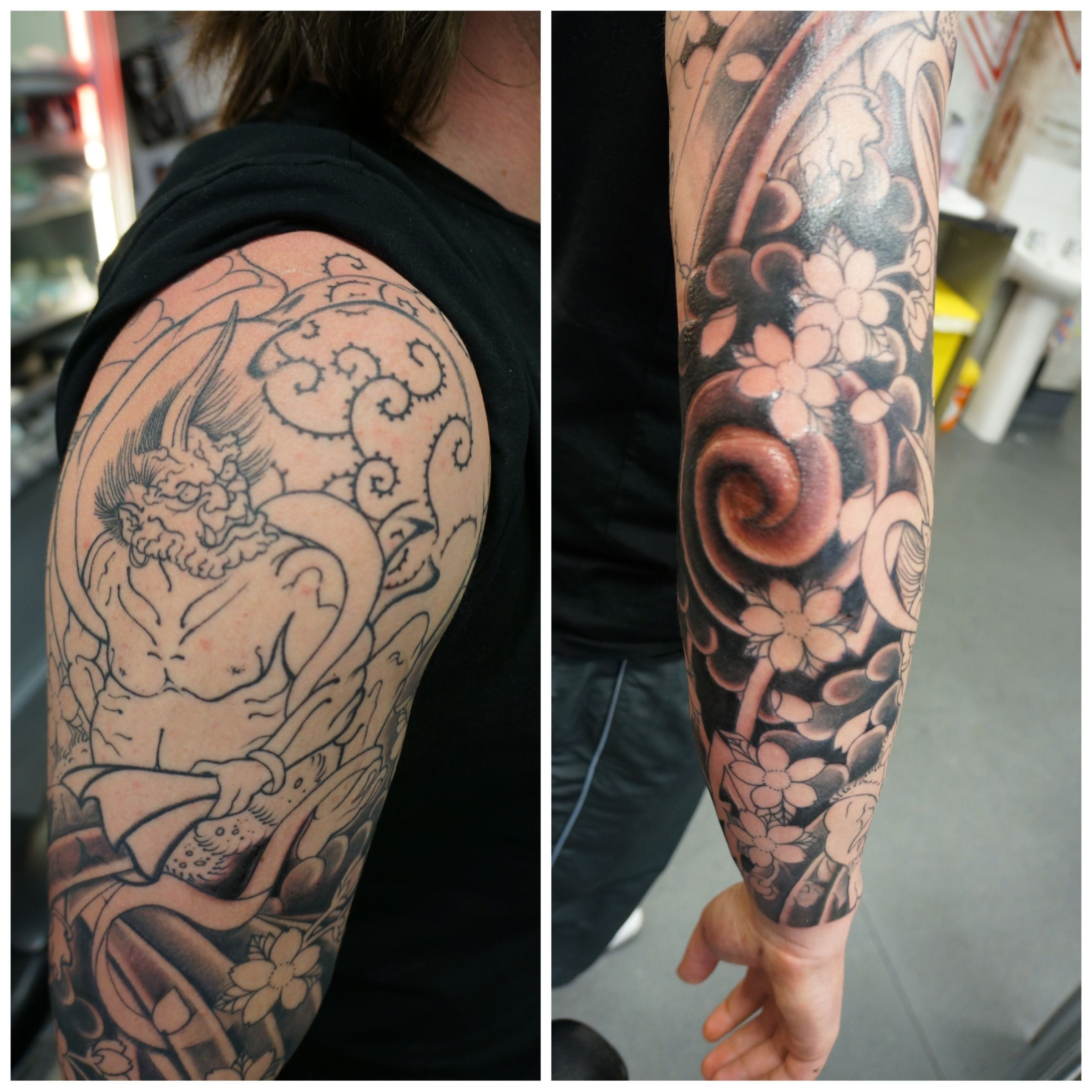 Japanese Elbow Tattoos Elbow 3 Hr Sitting In And Around The intended for measurements 2400 X 2400