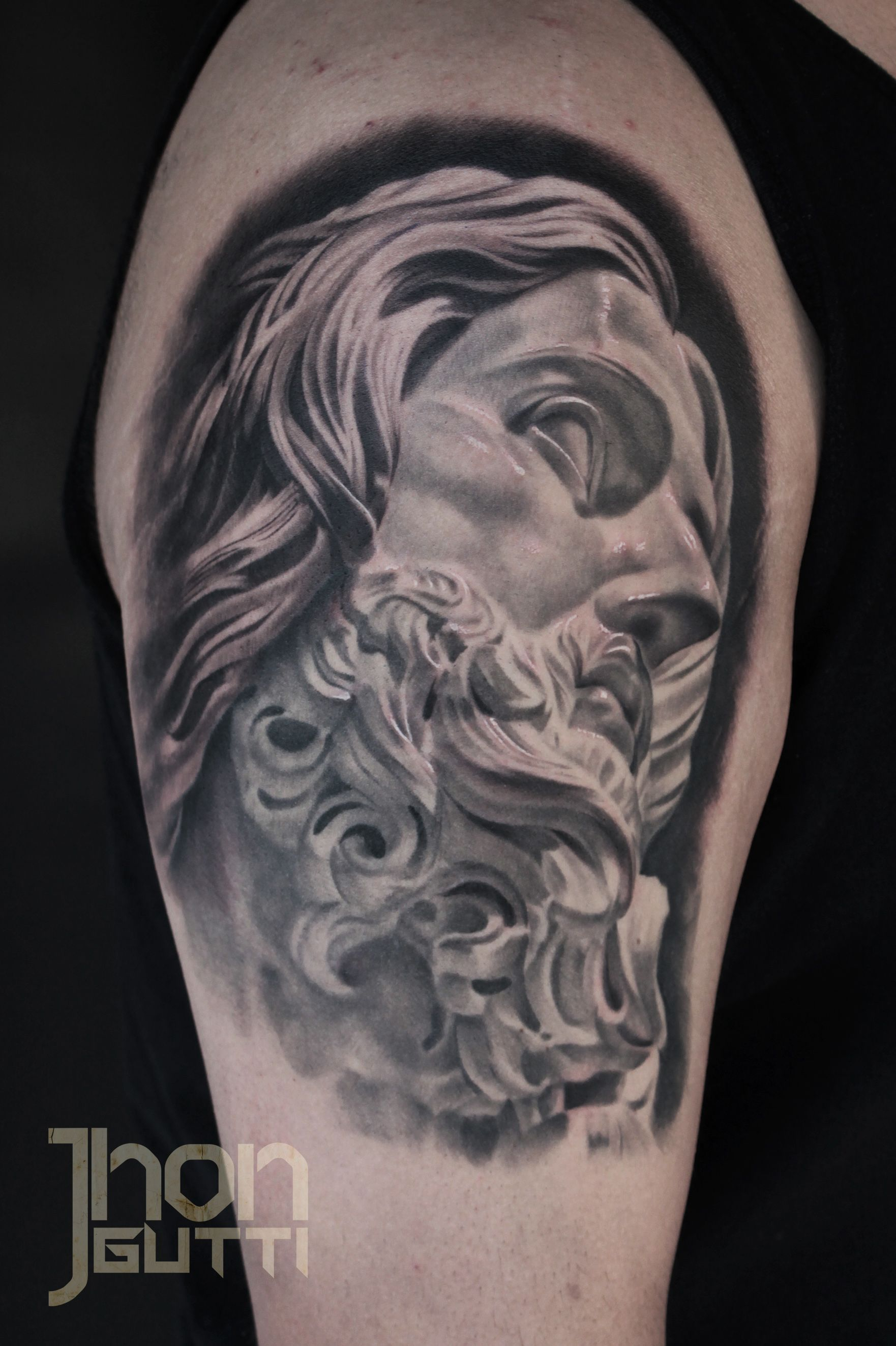 Jesus Statue Sculpture Shoulder Tattoo Tattoos Shoulder Tattoo with regard to dimensions 1762 X 2646