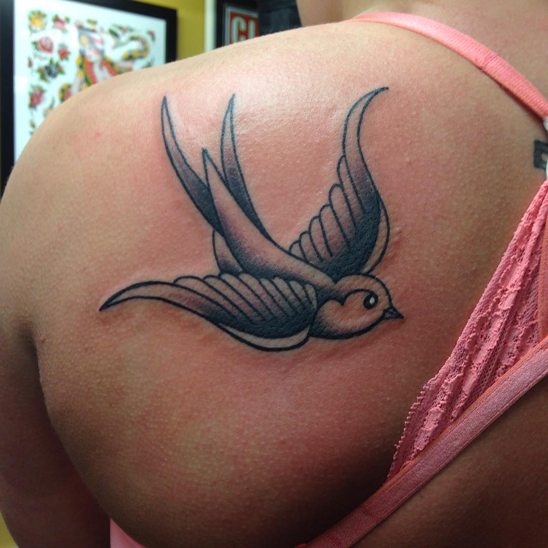 Left Back Shoulder Sparrow Tattoo For Girls intended for sizing 1080 X 1080