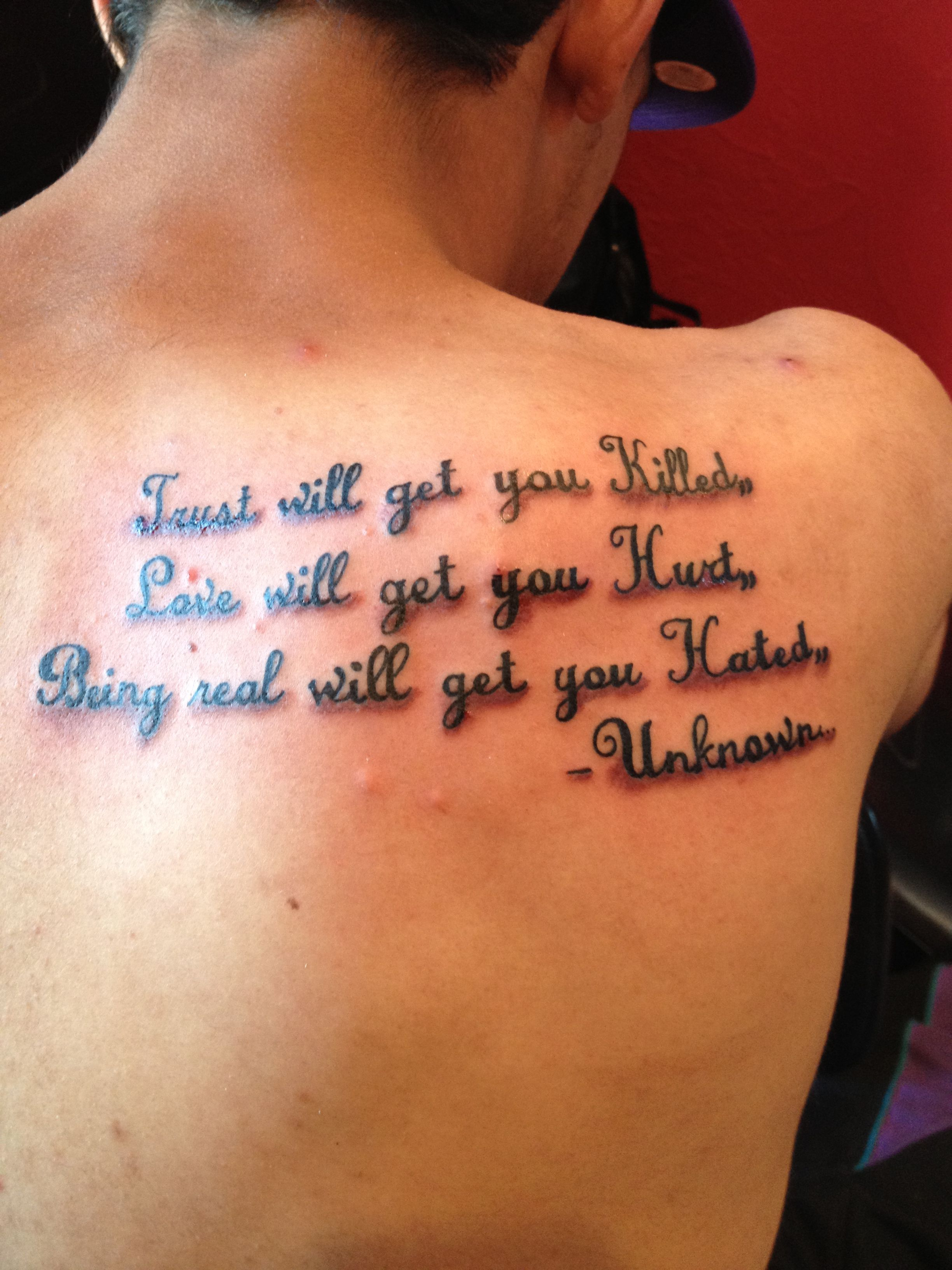 Lettering On The Shoulder Blade My Tattoos That I Have Done intended for sizing 2448 X 3264
