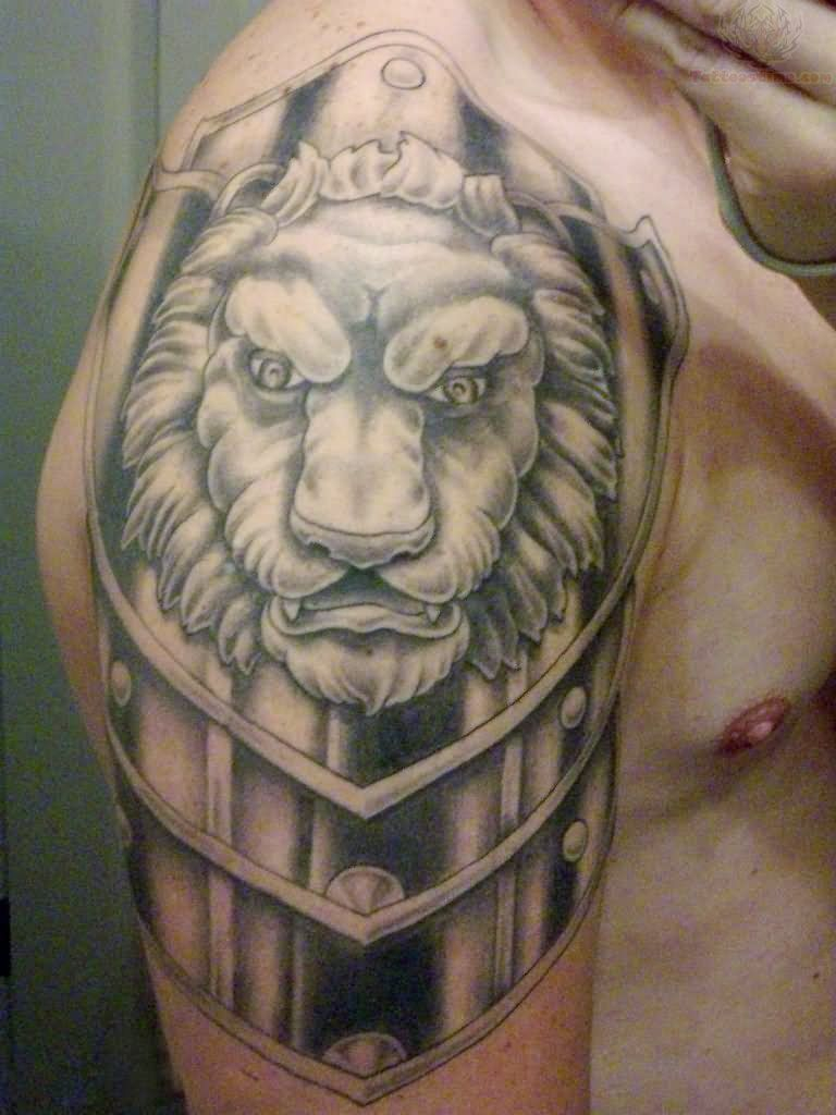 Lion Armor Tattoo On Right Shoulder Tattoo Tattoos Armour in measurements 768 X 1024