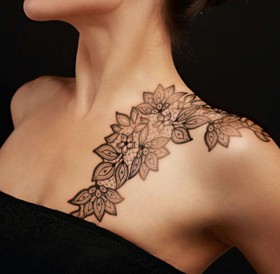 Lotus Lace Shoulder Tattoo Tattoos Lace Tattoo Elegant Tattoos in dim...