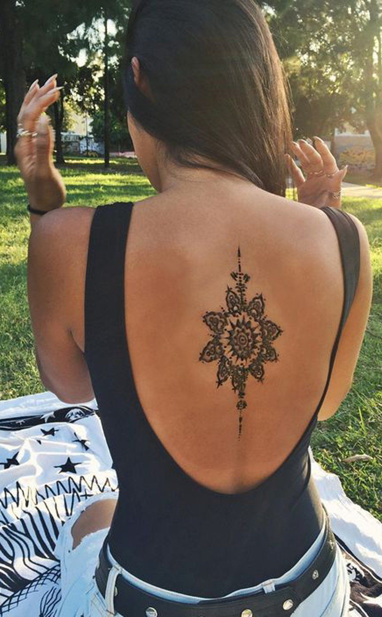 Mandala Back Tattoo Ideas For Women Meaningful Geometric Lotus Sun regarding measurements 1268 X 2047