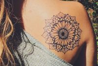 Mandala Sunflower Black And White Back Shoulder Tattoo Ideas At throughout proportions 1264 X 1500