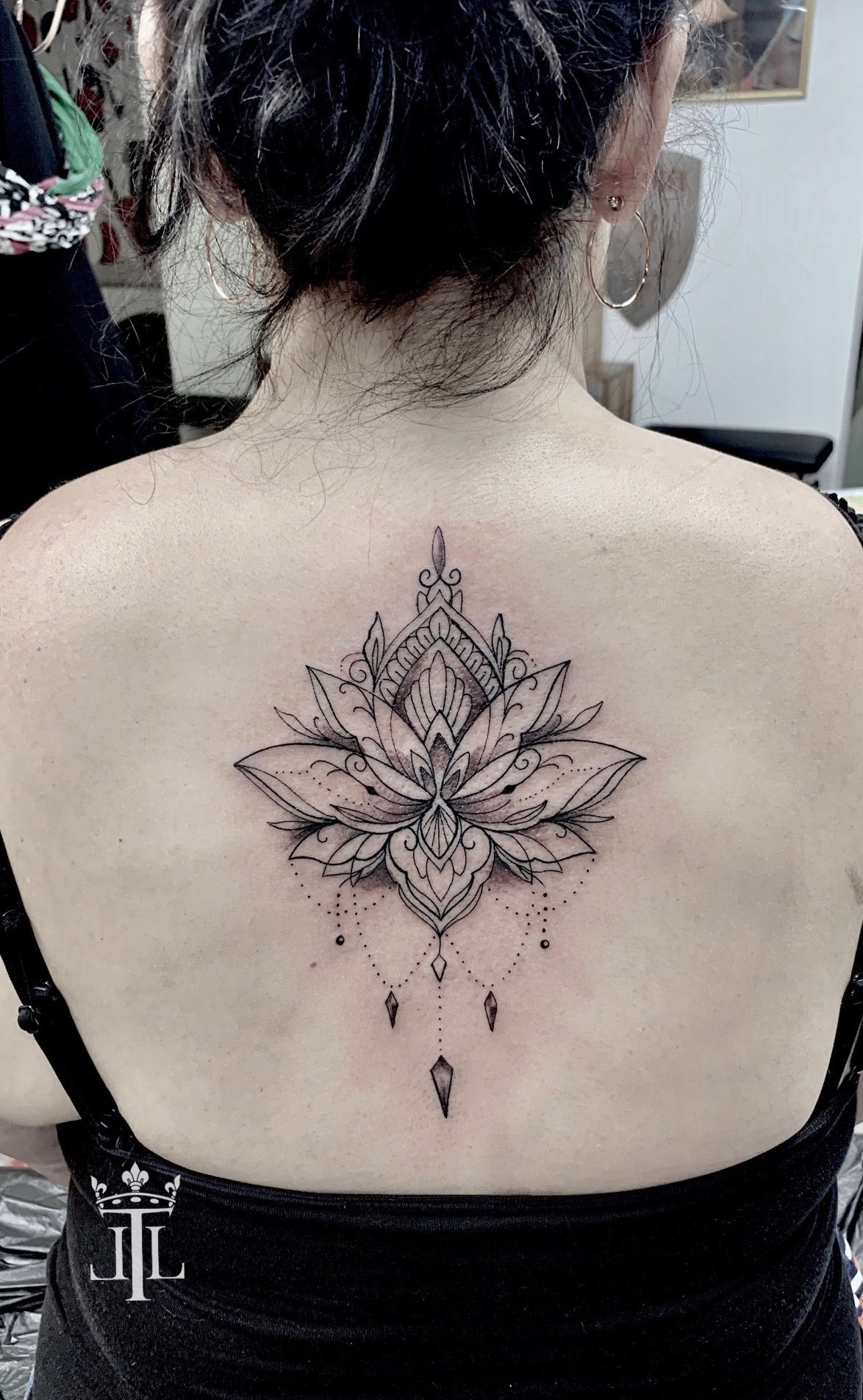 Mandala Tattoo Fine Lines Slightly Shaded Back Between The Shoulders inside proportions 1174 X 1904