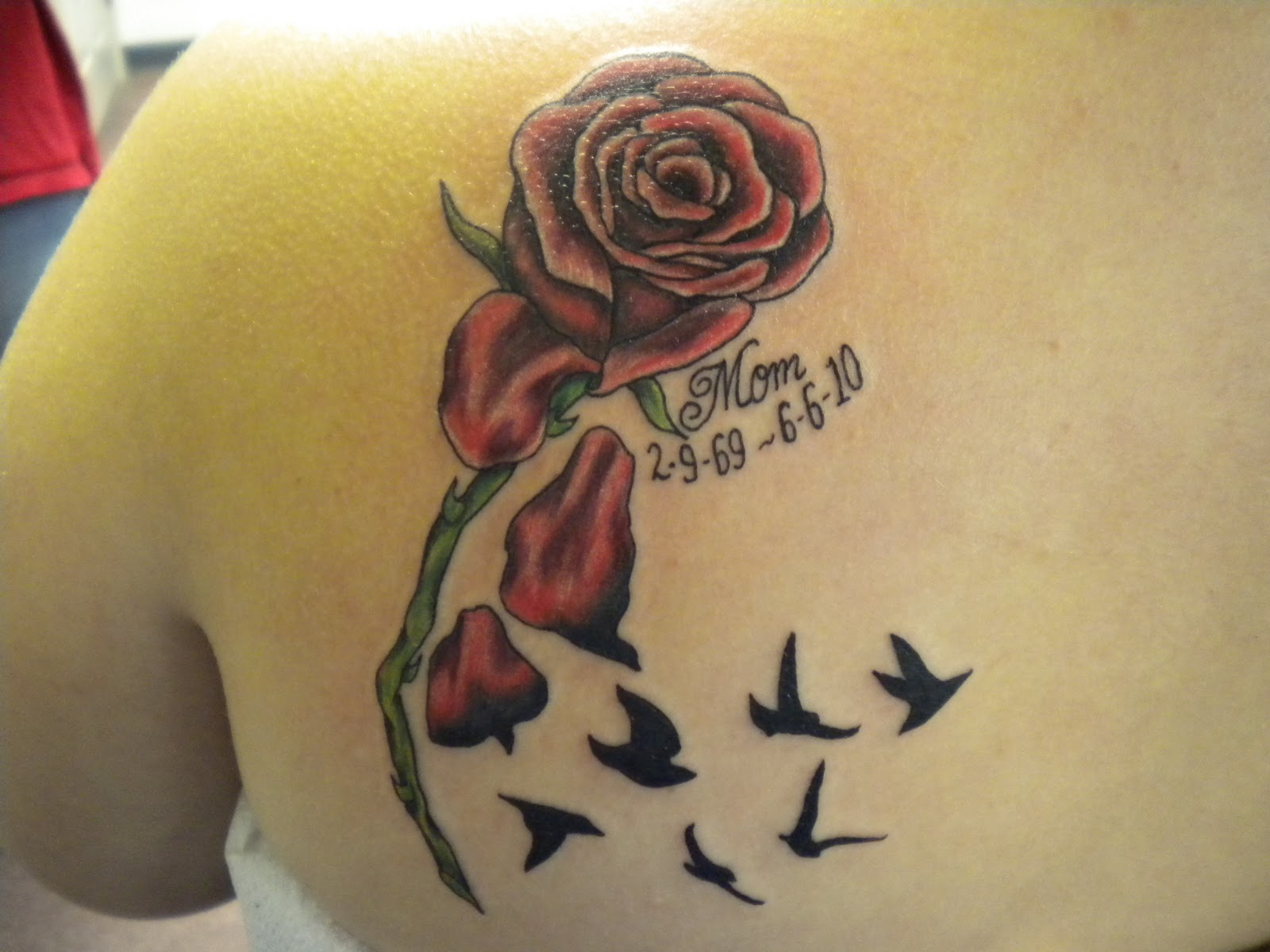 Memorial Rose Tattoo On Back Shoulder Tattoo Ideas with measurements 1600 X 1200