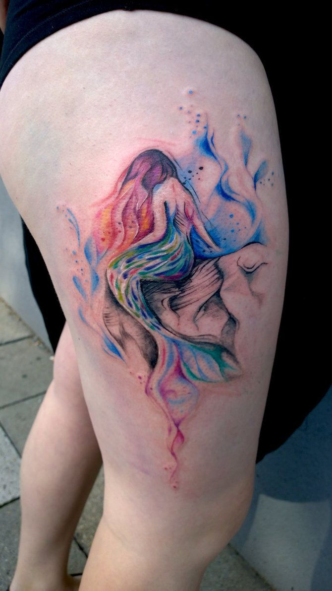 Mermaid Tattoo Sophiaviolette Tattoo Ideas Watercolor Mermaid pertaining to sizing 670 X 1191