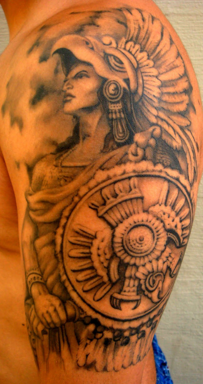 Mexican Warriors Blindside Tattoo Studio The Aztec Warrior inside proportions 848 X 1600