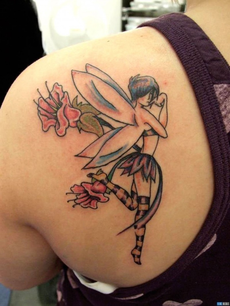 Mischievous Fairy Tattoo On Shoulder Blade Tattoos Book 65000 intended for measurements 800 X 1065