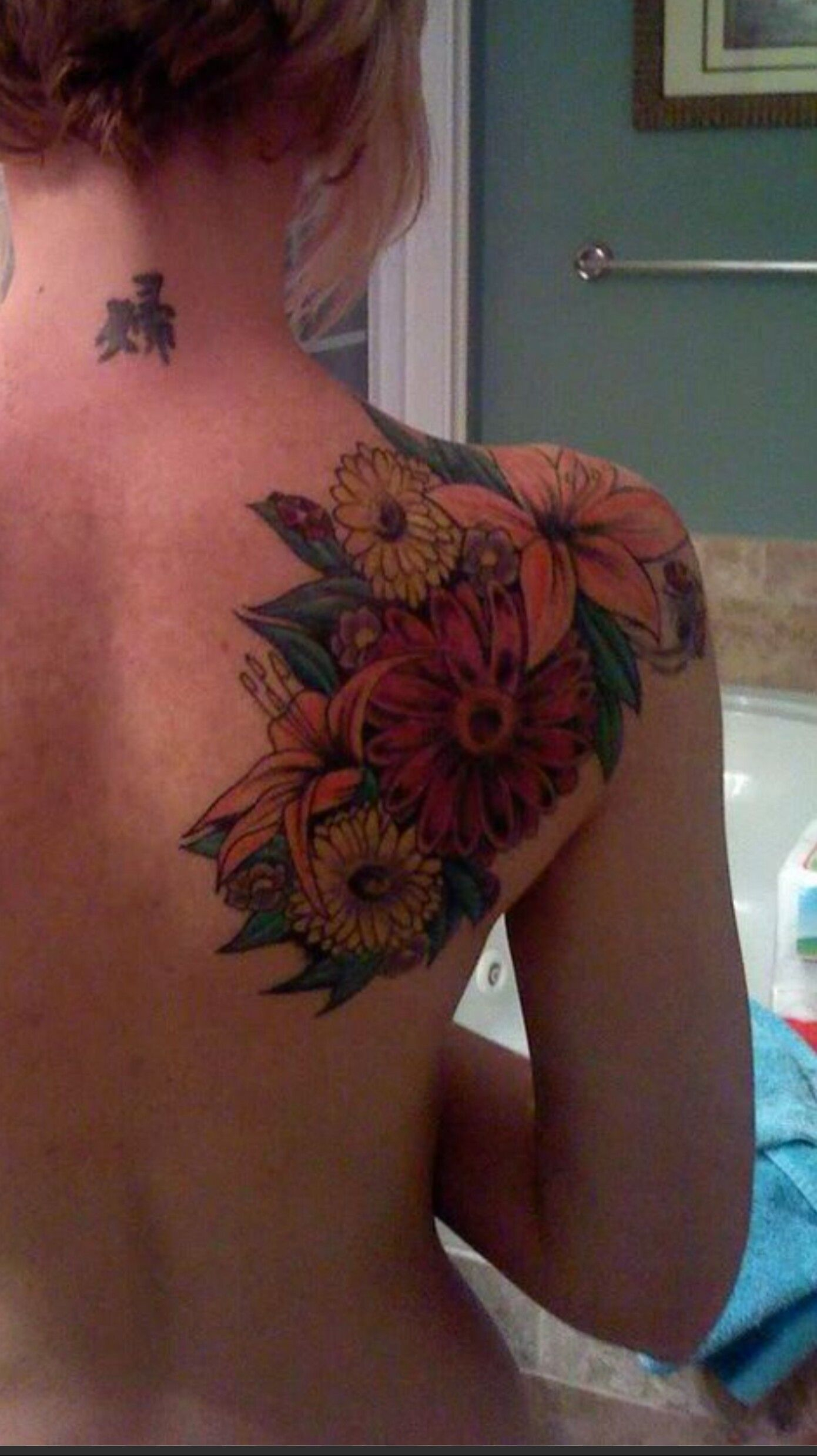 Multiple Flower Shoulder Tattoo Tattoos Flower Tattoo Shoulder within size 1390 X 2477