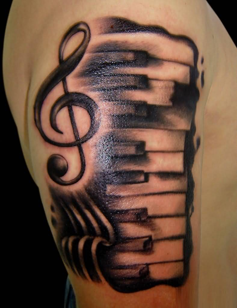 Music Note With Piano Tattoo On Shoulder Golfian throughout sizing 788 X 1024
