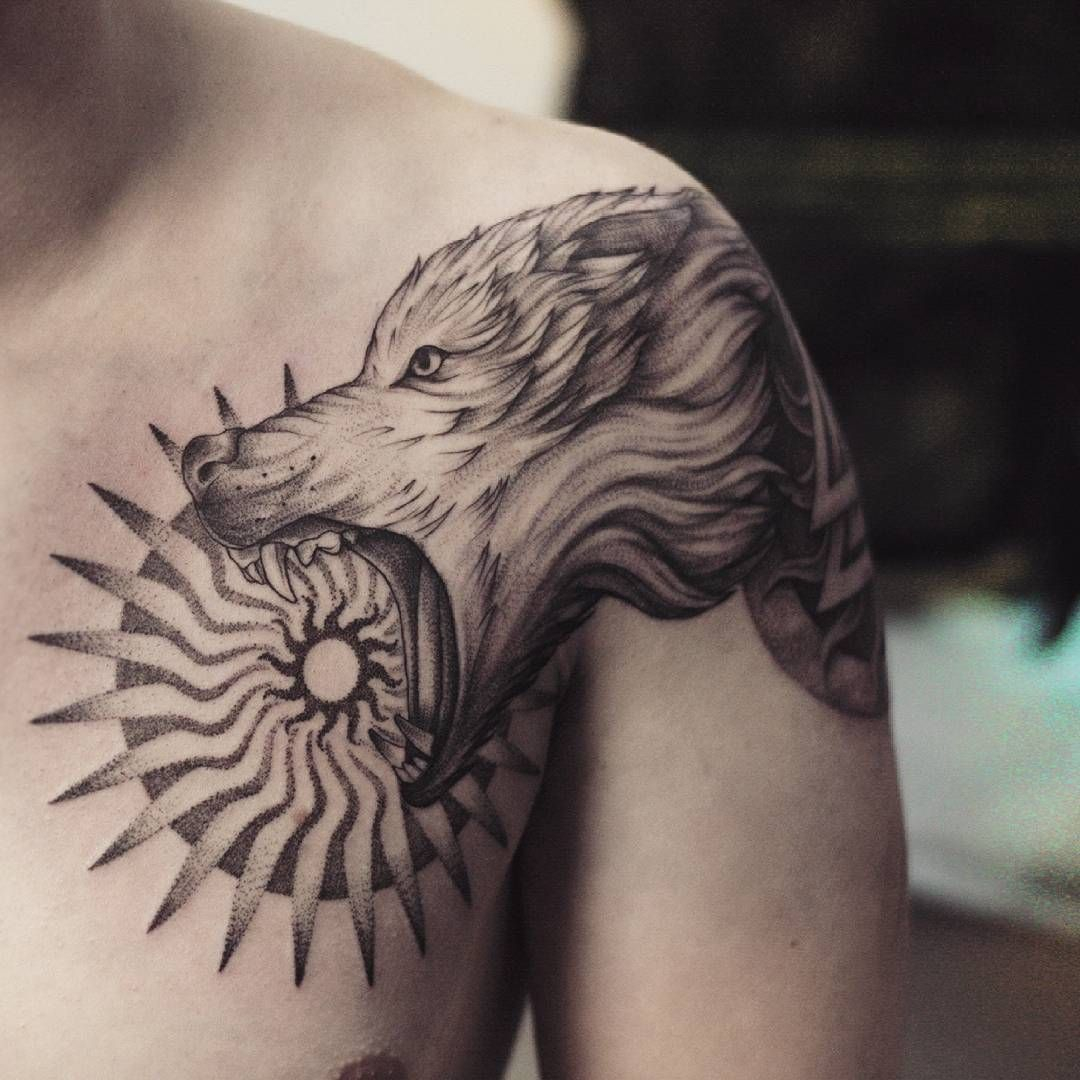 Mythology Sun And Wolf Tattoo Idea On Shoulder Wolf Tattoo Ideas for measurements 1080 X 1080