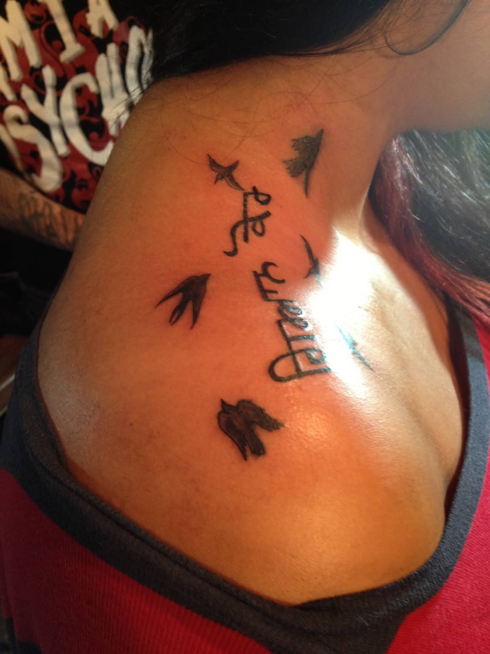 Name In Punjabi Font With Birds Tattoo On Right Upper Shoulder intended for proportions 1600 X 2133