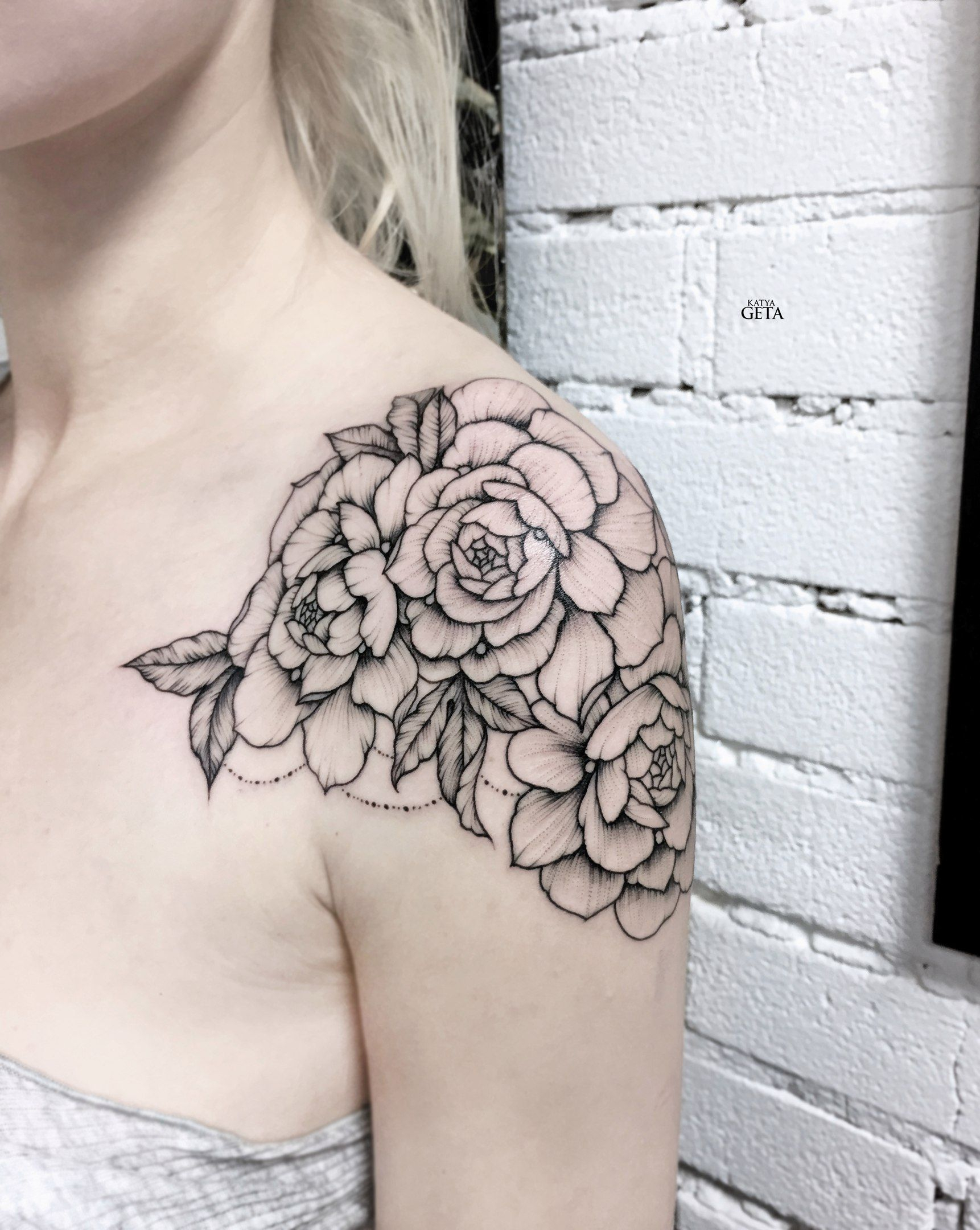 Nature Tattoo With Flower And Shoulder Tattoo with regard to dimensions 1722 X 2160