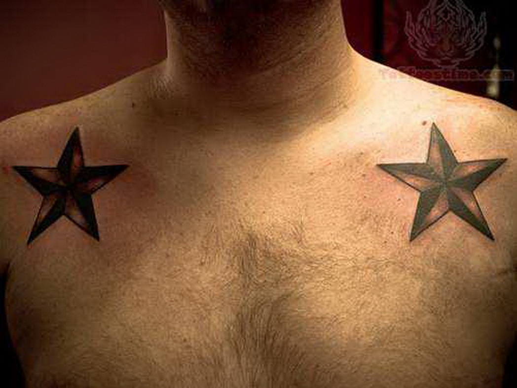 Nautical Star Tattoos On Front Shoulders For Men inside size 1048 X 786