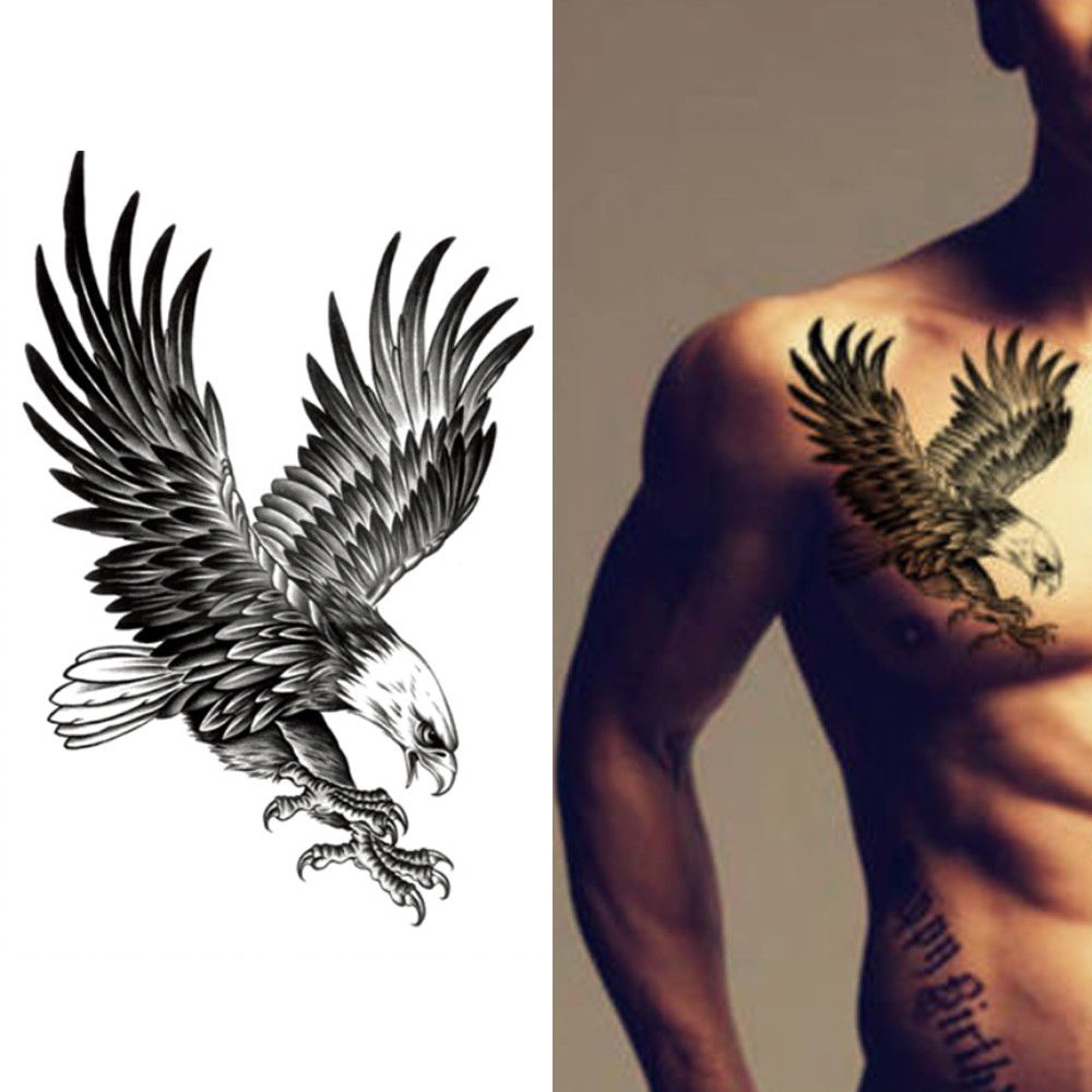New Eagle Waterproof Temporary Body Art Arm Shoulder Chest Tattoo with measurements 1000 X 1000