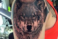 Nice Grey Wolf Head Tattoo On Right Shoulder Daniel Rozo intended for measurements 909 X 960