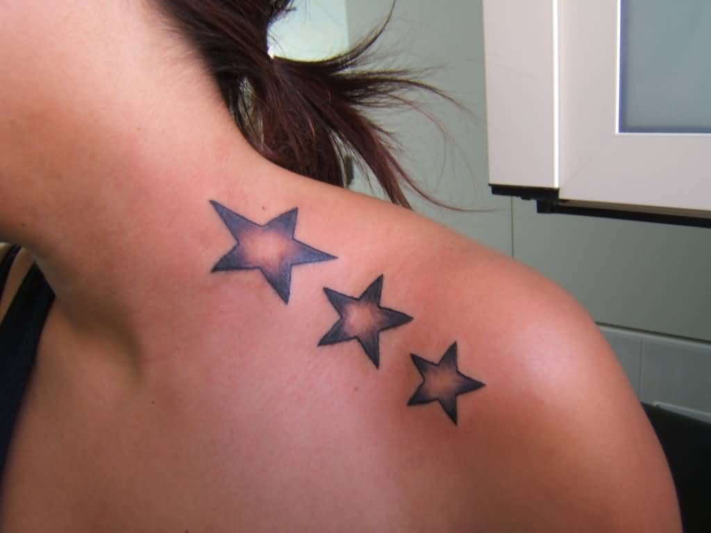 Nice Star Tattoos On Girl Upper Shoulder regarding dimensions 1024 X 768