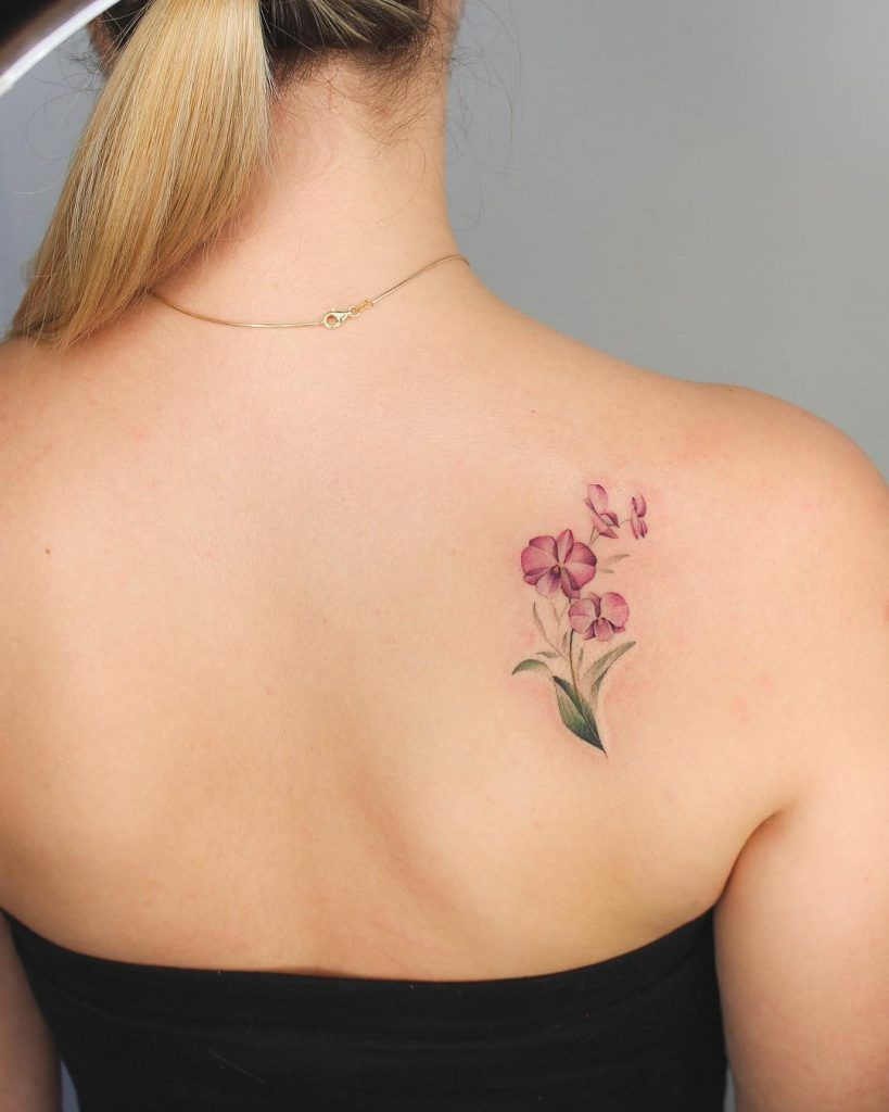 Orchids Tattoo On The Right Shoulder Blade Flower Tattoos inside size 819 X 1024