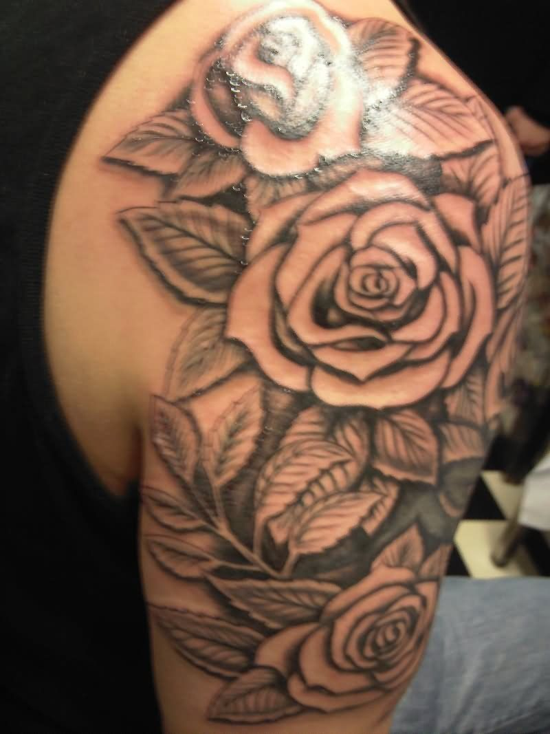 Outline Grey Rose Tattoos On Shoulder Rose Tattoos On Shoulder pertaining to measurements 800 X 1067