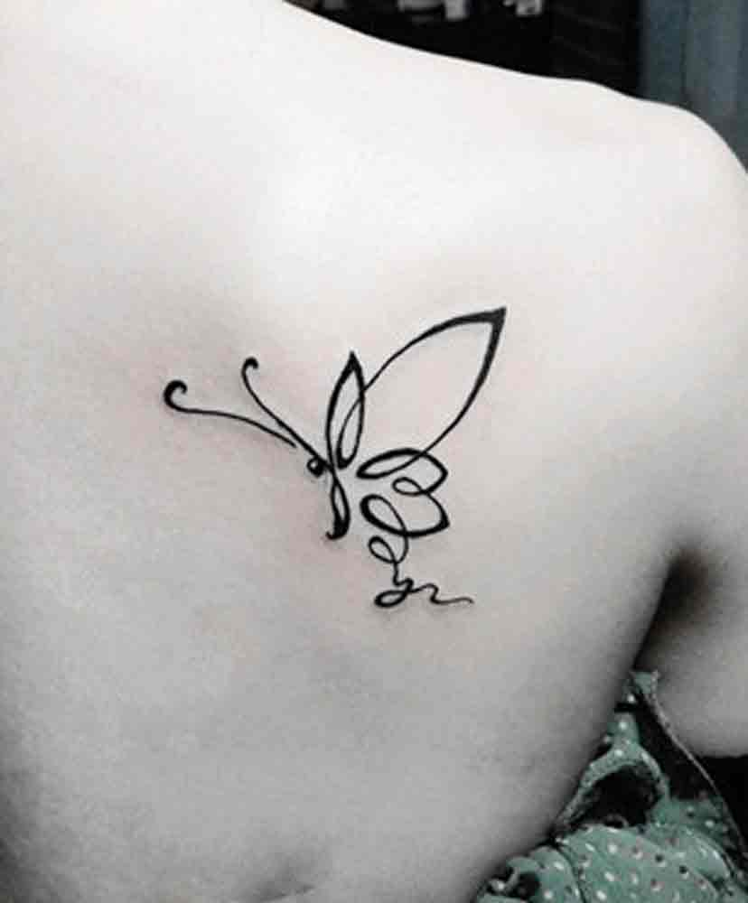 Outline Tribal Butterfly Tattoo On Back Shoulder intended for size 828 X 1000