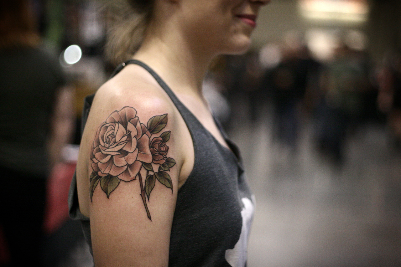 Pale Pink Rose Tattoo On Shoulder Best Tattoo Ideas Gallery regarding measurements 1280 X 853