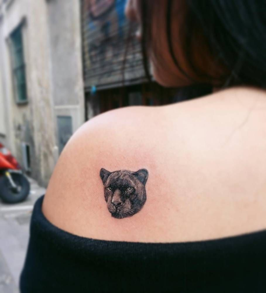 Panther Head Tattoo On The Left Shoulder Blade Tattoo I Want with regard to size 909 X 1000