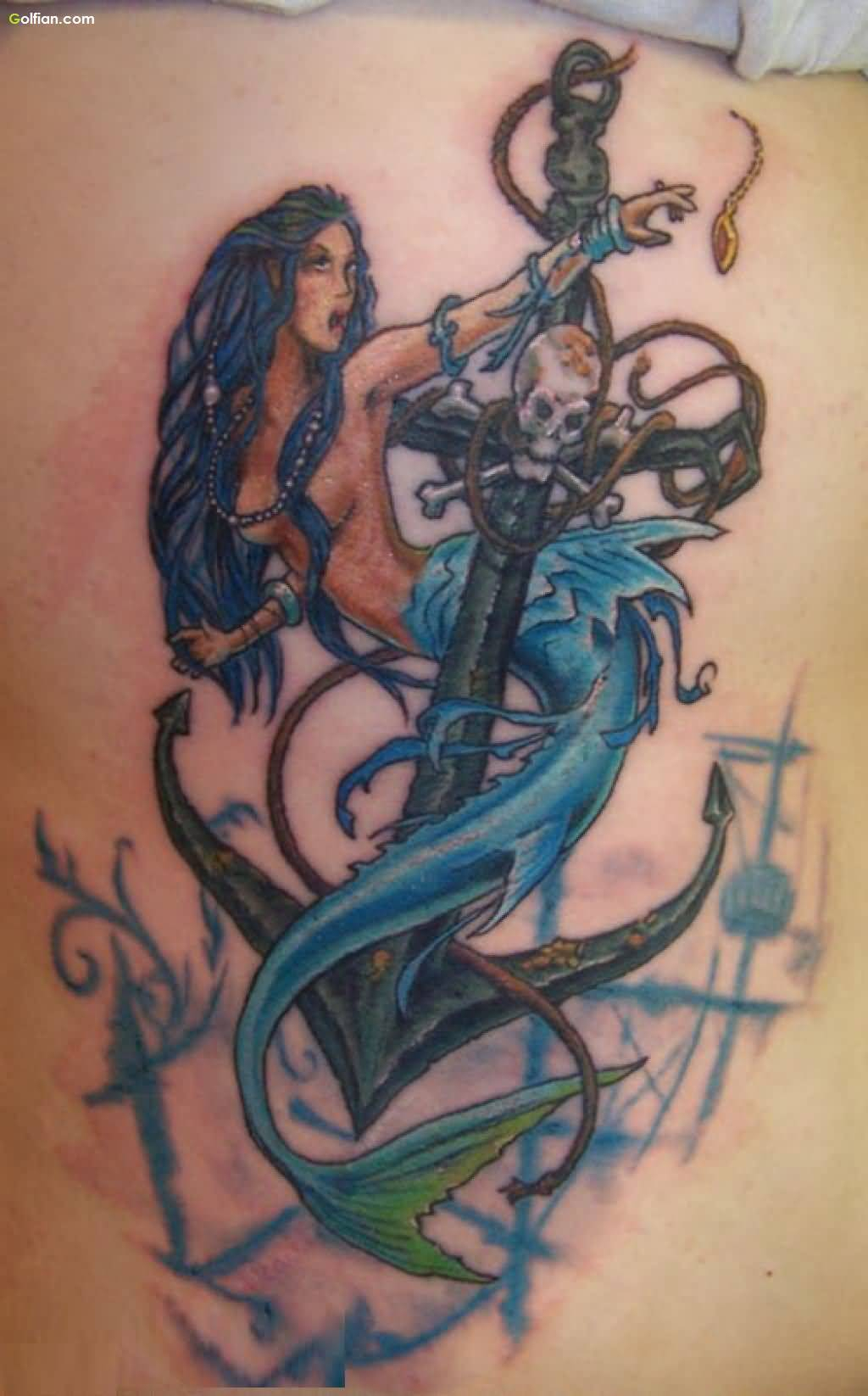 Perfect Anchor Mermaid And Skull Tattoo Golfian for proportions 1024 X 1646