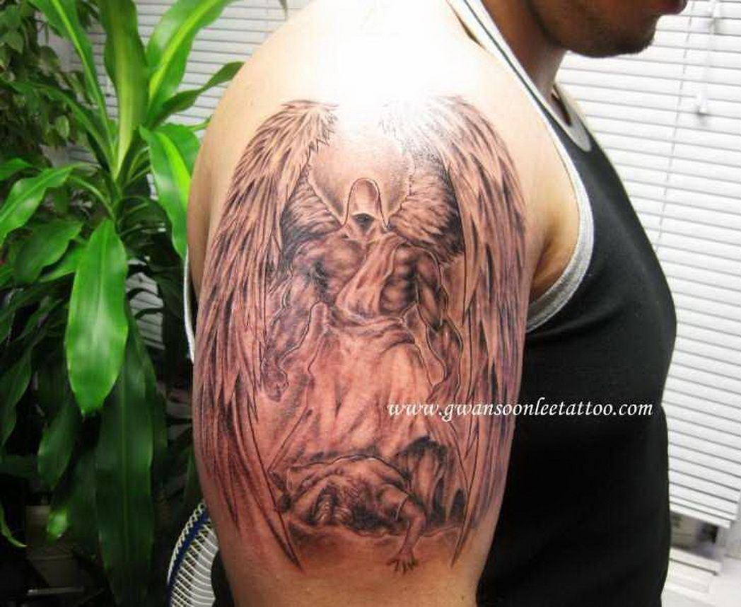 Photos Angel Half Sleeve Tattoo Ideas Half Devil Half Angel Tattoo regarding measurements 1048 X 858