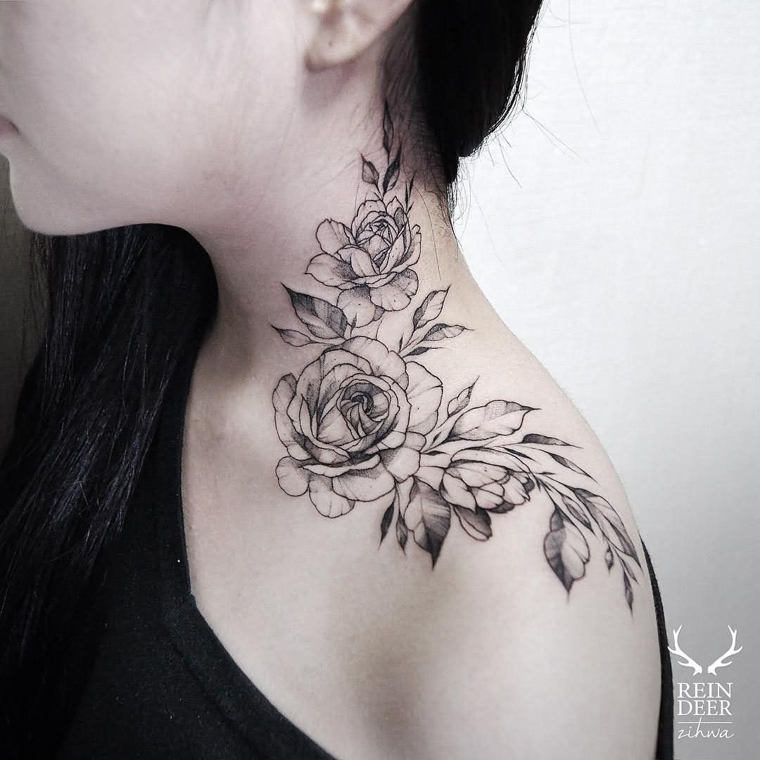 Pin Valeria On T A T T O O S Neck Tattoos Women Flower Neck with regard to proportions 1080 X 1080