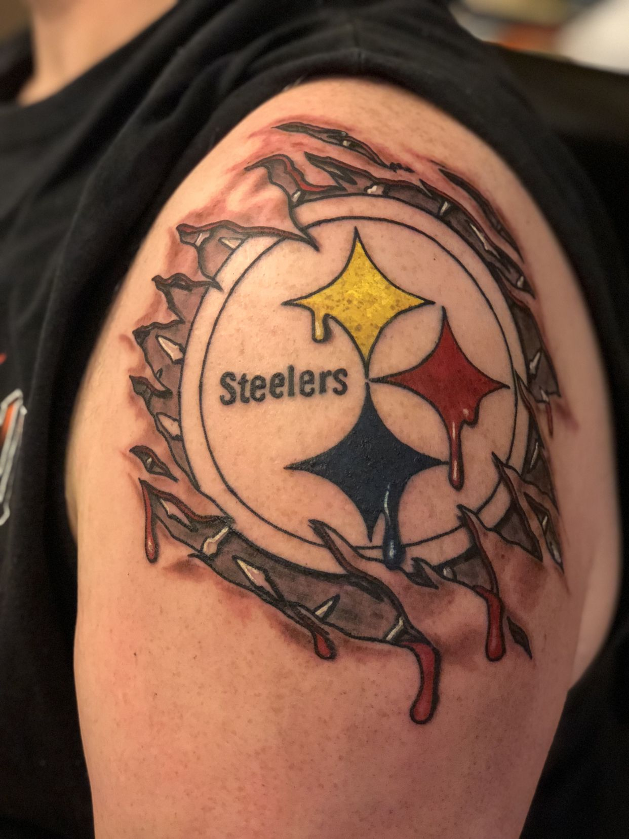 Pittsburgh Steelers Shoulder Skin Rip Tattoo Ink Idea Steelers inside sizing 1242 X 1656