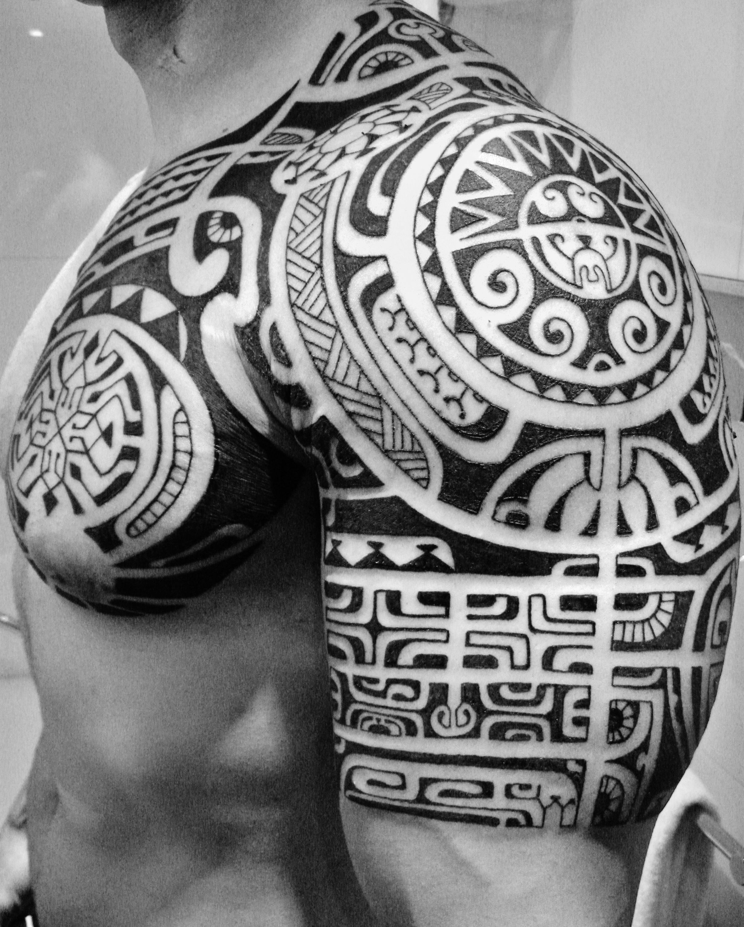 Polynesian Shoulder Chest Tattoos Pooino Yrondi Pooino Yrondi regarding size 2448 X 3047