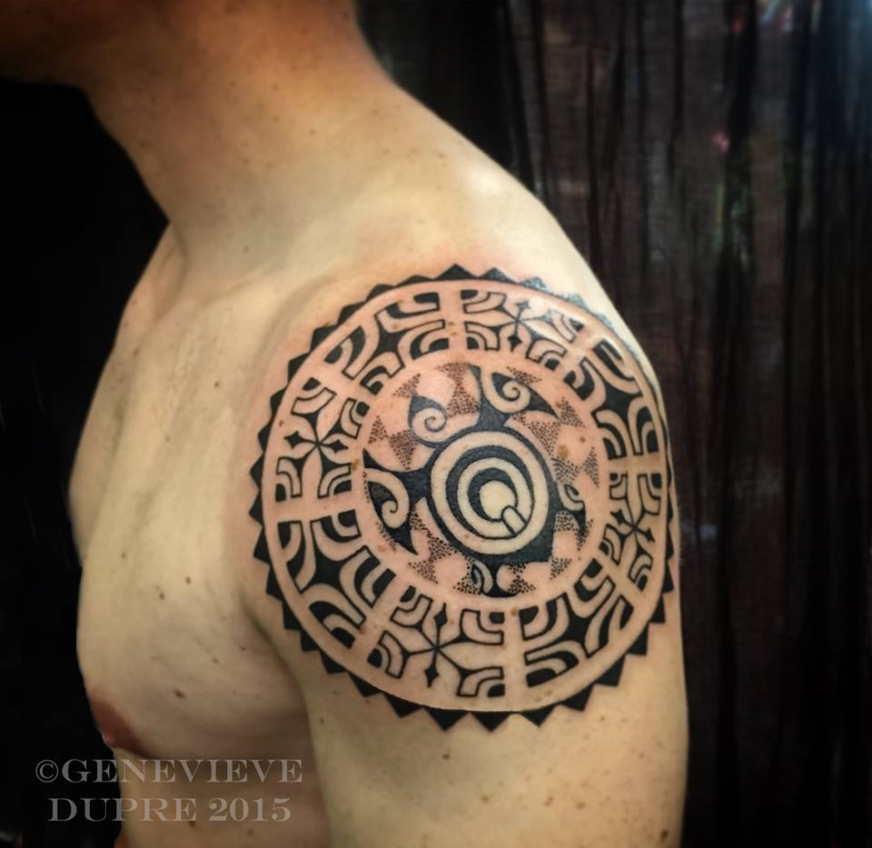 Polynesian Tattoo On Man Left Shoulder Genevieve Dupre with regard to proportions 960 X 933