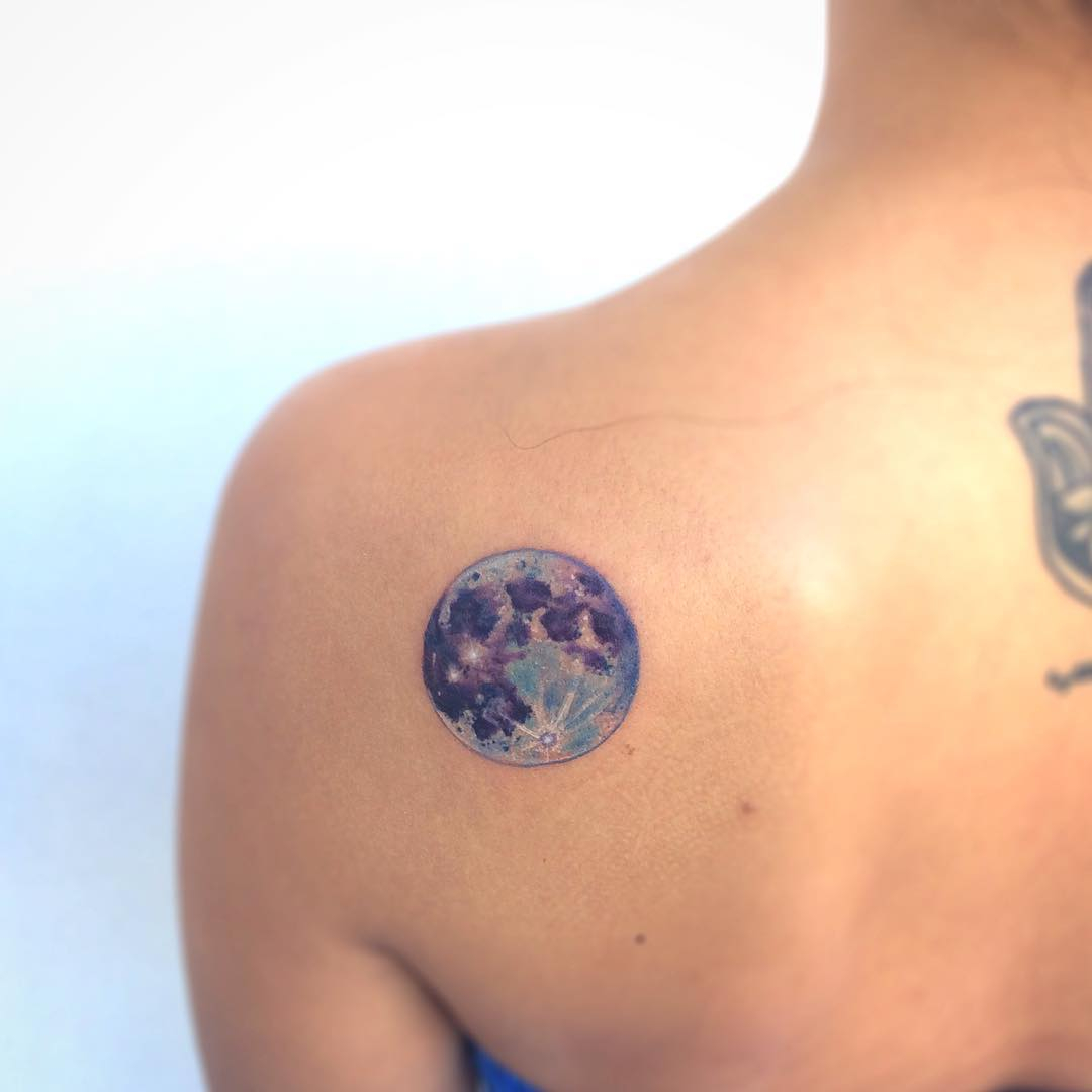 Purple Planet Tattoo On The Shoulder Blade Tattoogrid in size 1080 X 1080