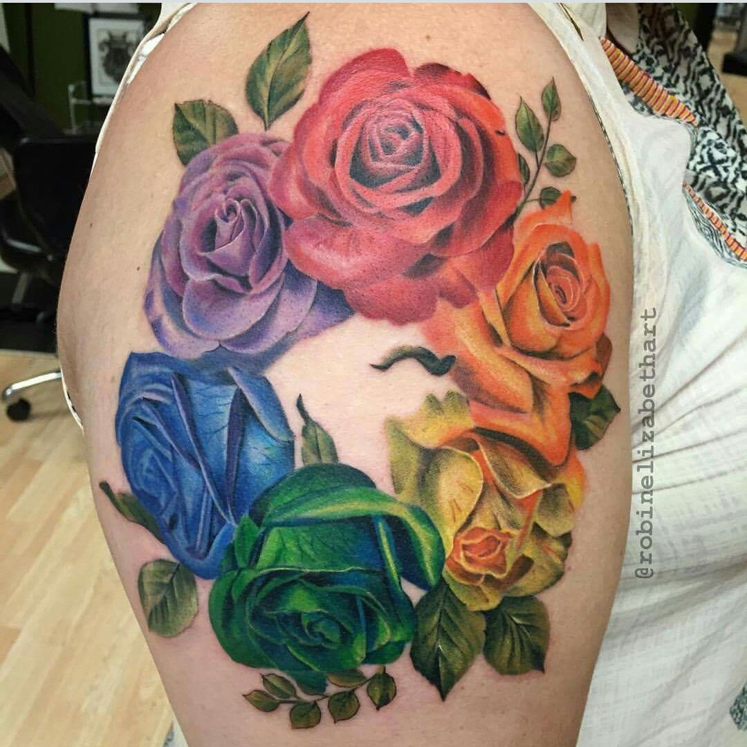 Rainbow Rose Tattoo Tattoos Floral Colorful Rose Tattoos Color for sizing 1080 X 1080