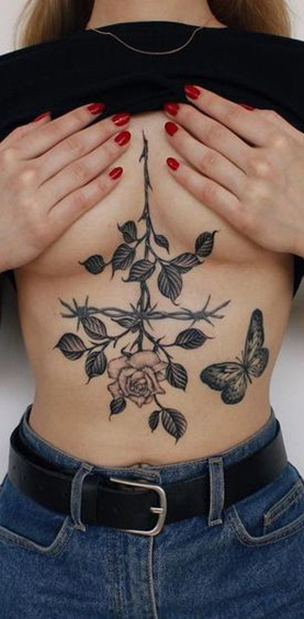 Realistic Large Rose Sternum Tattoo Ideas For Women Nature Leaf pertaining to proportions 1000 X 2036